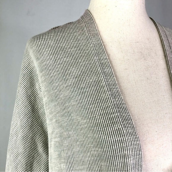 Donni open front long lightweight jersey sweater engineer stripe pockets OS - Picture 2 of 8